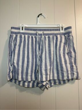 GAP Blue and White Stripe Linen Blend Shorts Womans M Coastal, Nautical